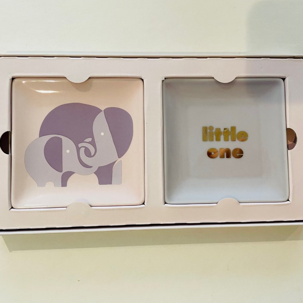 2 Kate spade trinket dishes/ jewelry trays"Sweet talk" elephants & "little one"